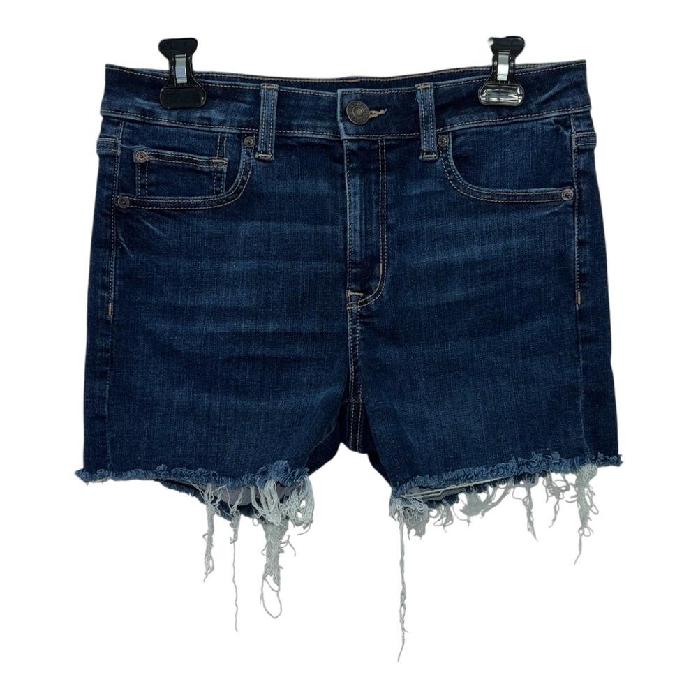 American Eagle Ne(x)t Level Sz 8 Stretch High Rise Shortie Jean Shorts Dark Wash